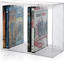 STORi Stackable Clear Plastic DVD Organizer with Rubber Feet | Rectangular Holde