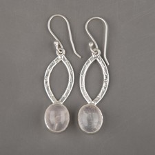 Valentines Deal Oval Genuine Rose Quartz 925 Silver Bezel Set Earrings Jewelry