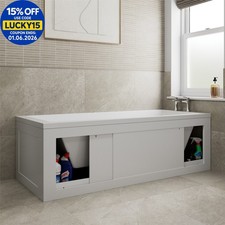 1700 Side Front Storage Bath Panel for Straight Baths Lockable Modern MDF White