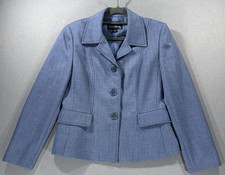 Evan Picone Blue Suit Jacket Blazer Women  s Size 8 3-button Work Office Career