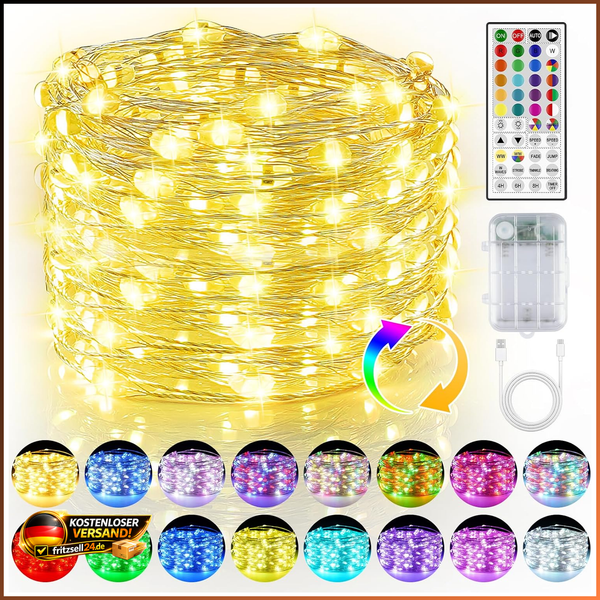 LED Lichterkette AußEn 5M 50 Leds RGB Warmweiß Mit Fernbedienung FüR Party-image