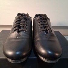 Star Tone Theatrical Tap Shoes Lace Up Black Kid's Unisex Heel Toe, Size 5M