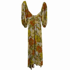 Faithfull the Brand Imane Midi Dress 2 Floral Smocked Puff Sleeve Boho NWOT