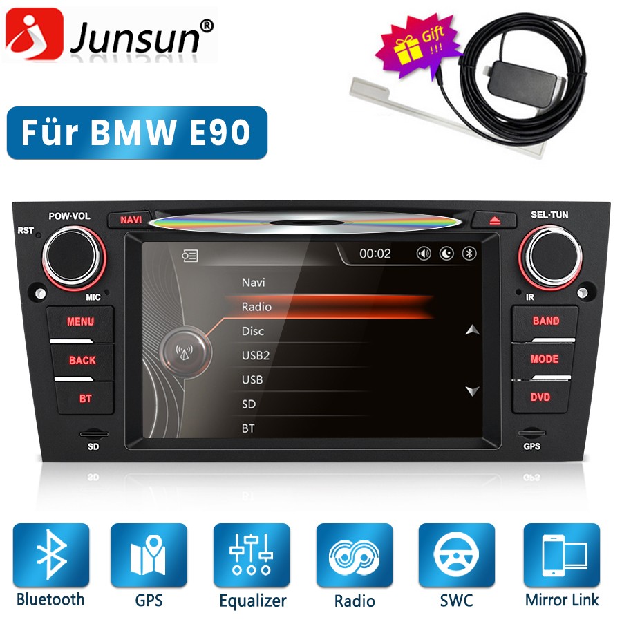 Reproductor de CD DVD DAB+ 7" para BMW Serie 3 E90 E91 E92 E93 Radio de coche GPS NAV BT SWC