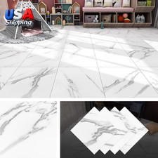 White Peel and Stick Floor Tile Marble 12X12 Inch Waterproof Vinyl F
