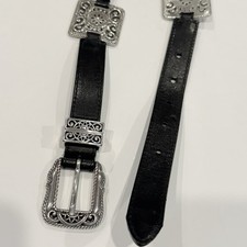 Western Boho Concho Belt  Genuine Leather  Heavy Silver-Tone -Small /32  