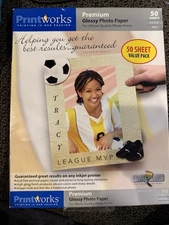 PRINT WORKS Glossy Photo Paper 8.5x11'' High Quality 100 Sheets