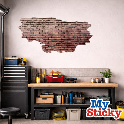 Industrial Brick Breakthrough Wall Decal 3D DIY Vinyl Sticker Gaming Room Decor