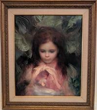 Francisco Masseria Original Oil Painting – Portrait of a Girl (Signed, Framed)