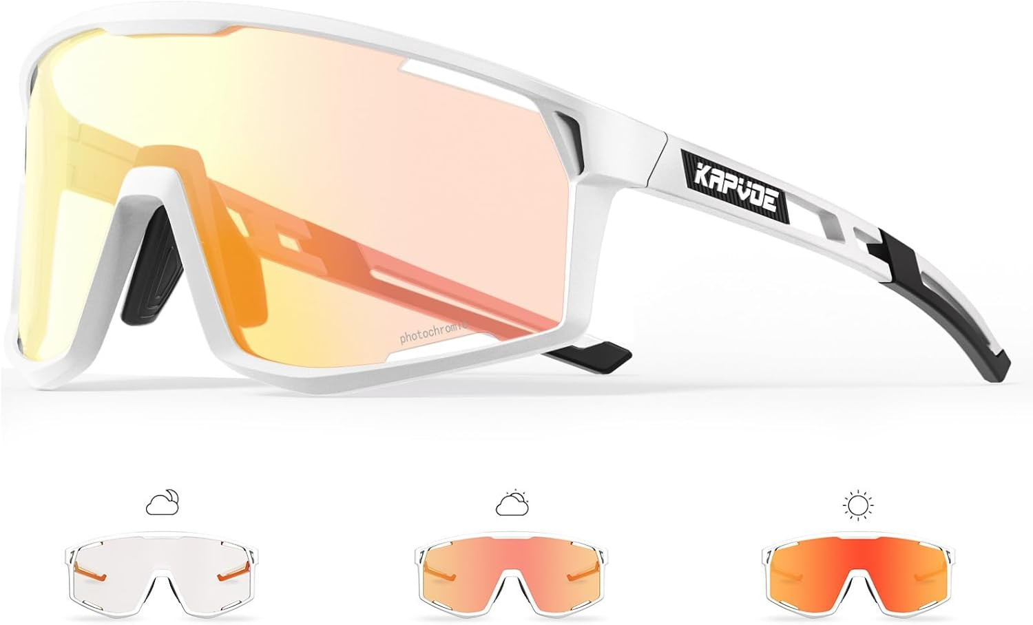KAPVOE Gafas De Ciclismo Fotocromáticas Hombre Mujer TR90 Gafas De Sol Deportiva