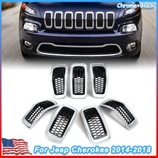 For Jeep Cherokee 2014-2018 Honeycomb Grille Insert Mesh Grill Chromeblack 7pcs