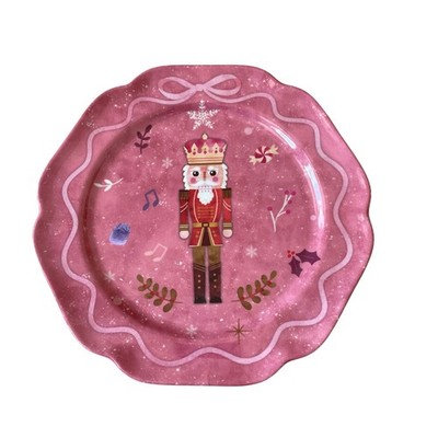 Sugarplum Dreams Christmas Nutcracker 8.5  PINK Melamine Plate Set of 4 NEW