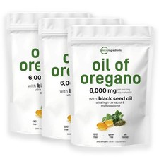 3PACK-Oil of Oregano Softgels with Black Seed Oil - 6000mg Oregano Oil