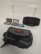 Black (Reshelled) Nintendo Game Boy Advance Bundle Console Carry Bag 5 Games VGC
