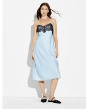 Women's Lace Trim Satin Midi A-Line Dress - Wild Fable - Small