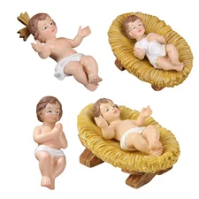 Baby Jesus In Manger Figurine Resin Nativity Sculpture Baby Jesus Christ Decor