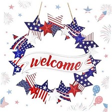 4th of July Door Sign Decor Patriotic Wooden Hanging Sign Independence Day