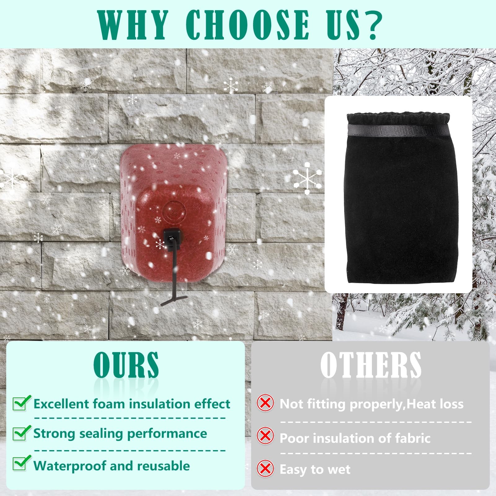 2 Pack Outdoor Faucet Covers for Winter, Heavy Duty Faucet Spigot Covers Wint...