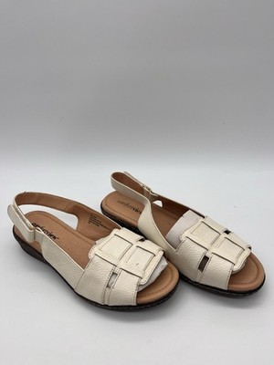 Comfortview Women's White Open Toe Slip On Shoes Size 8M Summer EUC