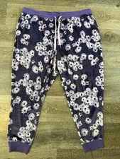 Lularoe Cozy Jax Jogger 3XL - Purple / White Floral - Velour - Excellent Cond