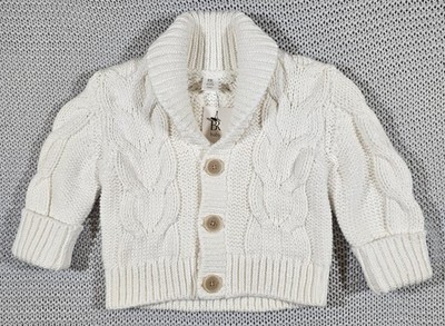Banana Republic BR Cable-Knit Chunky Cardigan Sweater Baby Sz 18-24M Ivory   