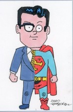 Fred Hembeck Sketch Card: Superman aka Clark Kent (DC Comics)