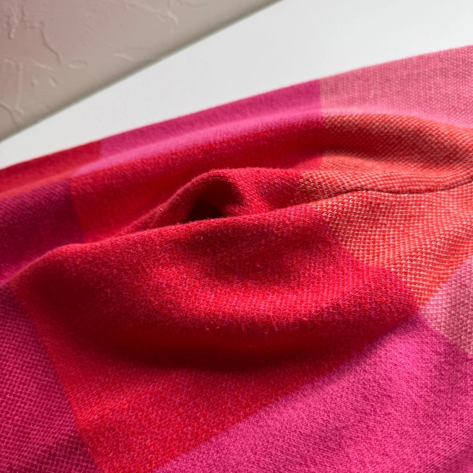 Isaac Mizrahi Live! Plaid Colorblock Cardigan Size XL Pink Red Open Sweater Knit - Image 3 of 4