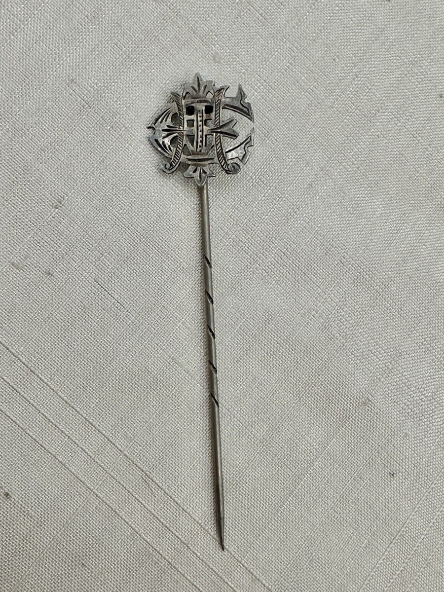 Antique 1880’s Victorian Sterling Monogram AEI STICK PIN Amity Eternity Infinity View 2