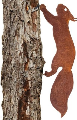 Rusty Squirrel to Screw in Wood, Garden Stake Rust Garden Decoration Squirrel...