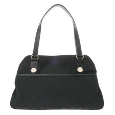 Gucci Tote Bag Black 163288 Gg Canvas/Leather Ladies Back Brand