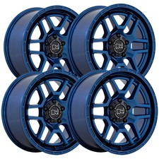 Set Of 4 Black Rhino Batona 19x8 5x112 20mm Blue Wheels Rims 19 Inch
