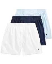 Polo Ralph Lauren Three Pack Classic Fit Cotton Woven Boxers White Blue Navy 