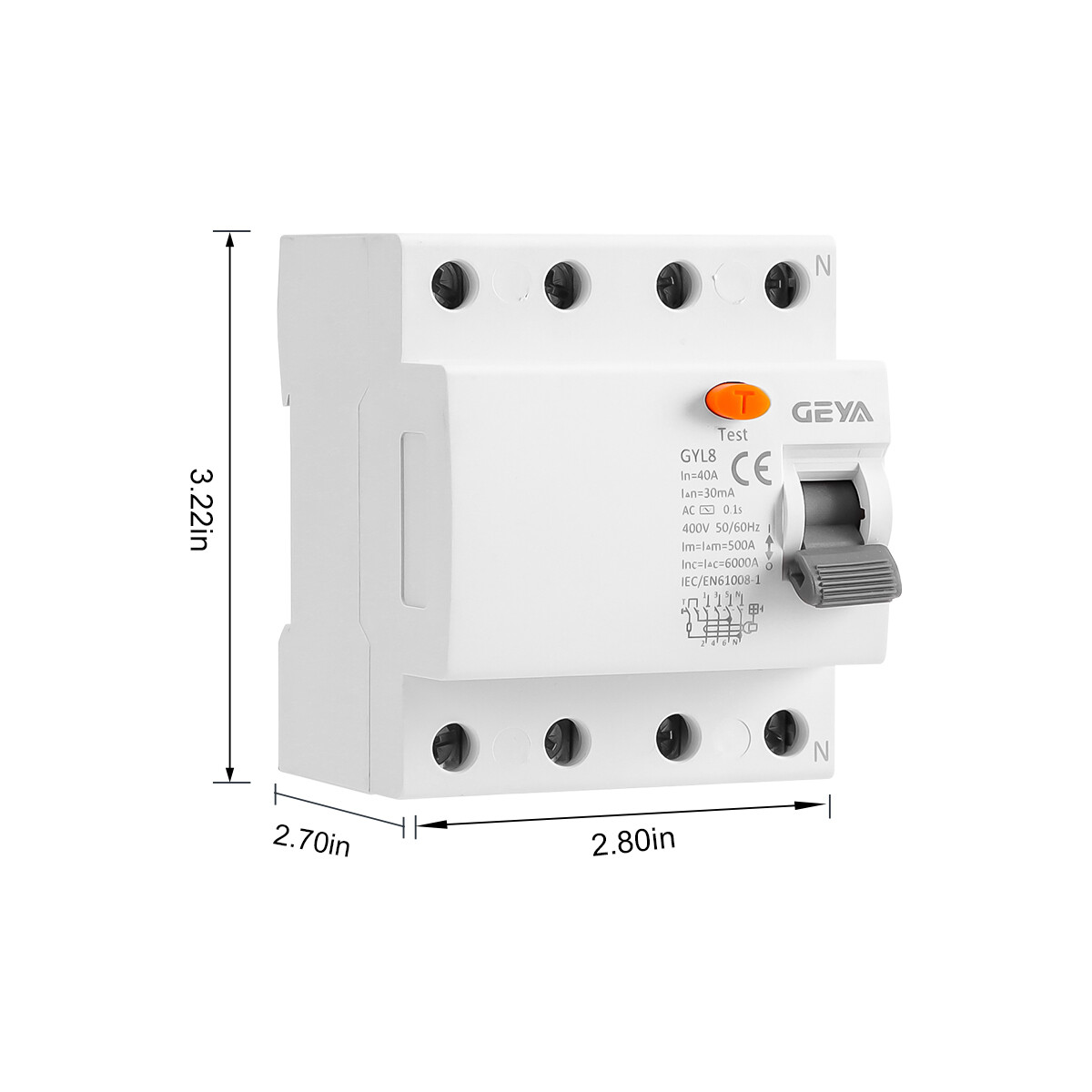 Disjoncteur Différentiel Type A-SI Retardé GEYA - 2P 40A 30mA - Protection Fuite Courant - Haute Immunité