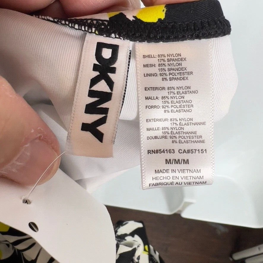 Dkny $80 Women's Ruffle Neck One-Piece Swimsuit Size M Black Multi - Image 4 of 4