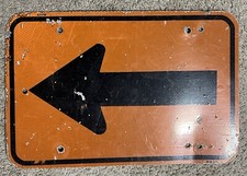 Thick Aluminum Orange Reflective Directional Arrow Sign - 18  Wide By 12  High