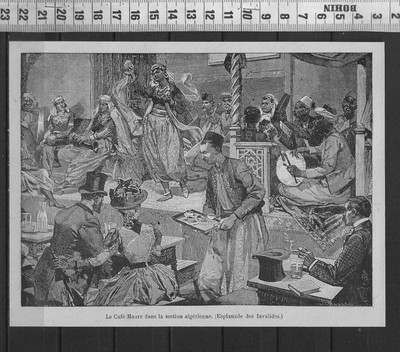 G345 / ENGRAVING 1898 / THE CAFE MOOR IN THE ALGERIAN SECTION
