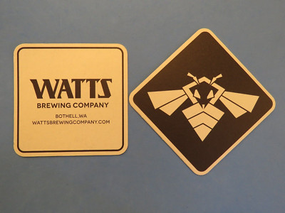 Beer Brewery Coaster: WATTS Brewing Co ~ Bothell, WA ** Add'l Coasters $0.25 S&H