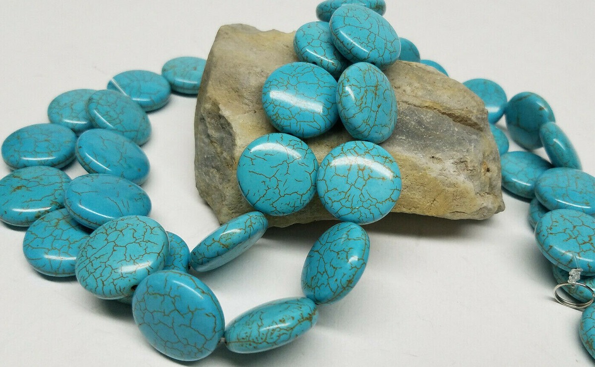 Handmade Blue Turquoise Gemstone Bead Necklace - 10-14mm Irregular Beads, 16-48" Length