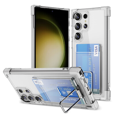 For Samsung S24 Ultra S23+ S21+ S22+ Note20 Shockproof TPU Ring Stand Card Case
