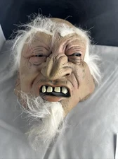 PAPER MAGIC GROUP PMG 2006 HALLOWEEN OLD MAN MASK GRAY HAIR Rubber CREEPY