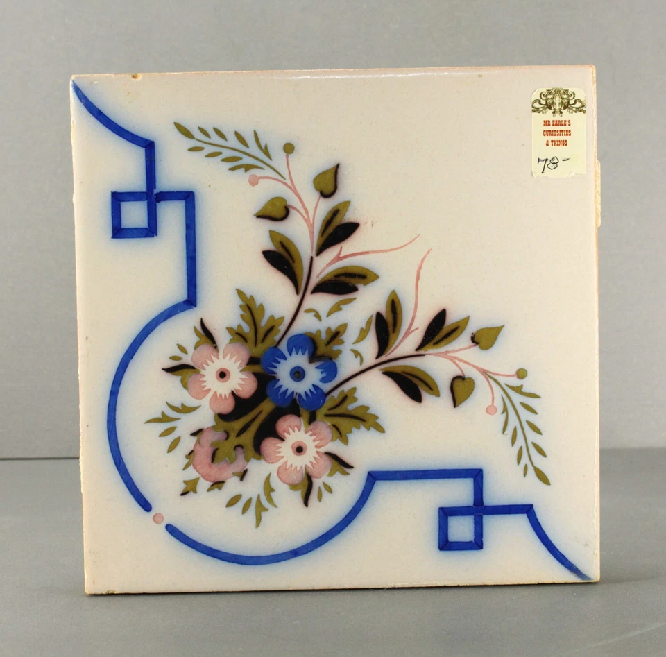 = Azulejo de loza Belle Époque de 1900 8" Foto 2 de 4