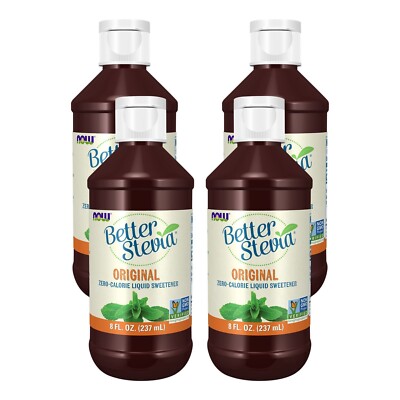 Now Foods Better Stevia Liquid Original 4 Pack of 8 fl oz Exp 11/2031 Zero Cal