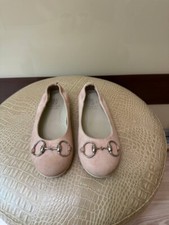 Gucci Girls Pink Suede Horsebit Ballet Shoes Flats 30 US 12.5