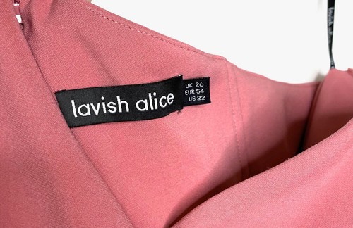 LAVISH ALICE Dusty Rose Pink One-Shoulder Cape Rhinestone Buckle Dress 22US 26UK - Picture 14 of 16