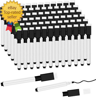 72 Pcs Black Magnetic Dry Erase Markers with Eraser Cap, White Board Mini Dry