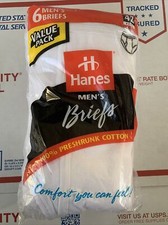 Hanes Men's Briefs 1997 SZ 42 White Underwear 6 Pack NIP Sealed