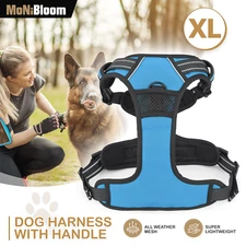 Blue Adjustable Soft Reflective Dog Pet Harness w/Control Handle for Large Dogs