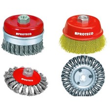 Stahl-Drahtb&uuml;rsten Set 4 tlg Winkelschleifer M14 Topfb&uuml;rste Rundb&uuml;rste Proteco&reg;