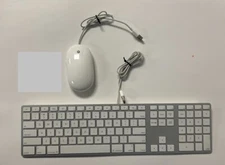 Apple White Aluminum USB Wired Keyboard & Mighty Mouse iMAC G4 G5 Genuine Set