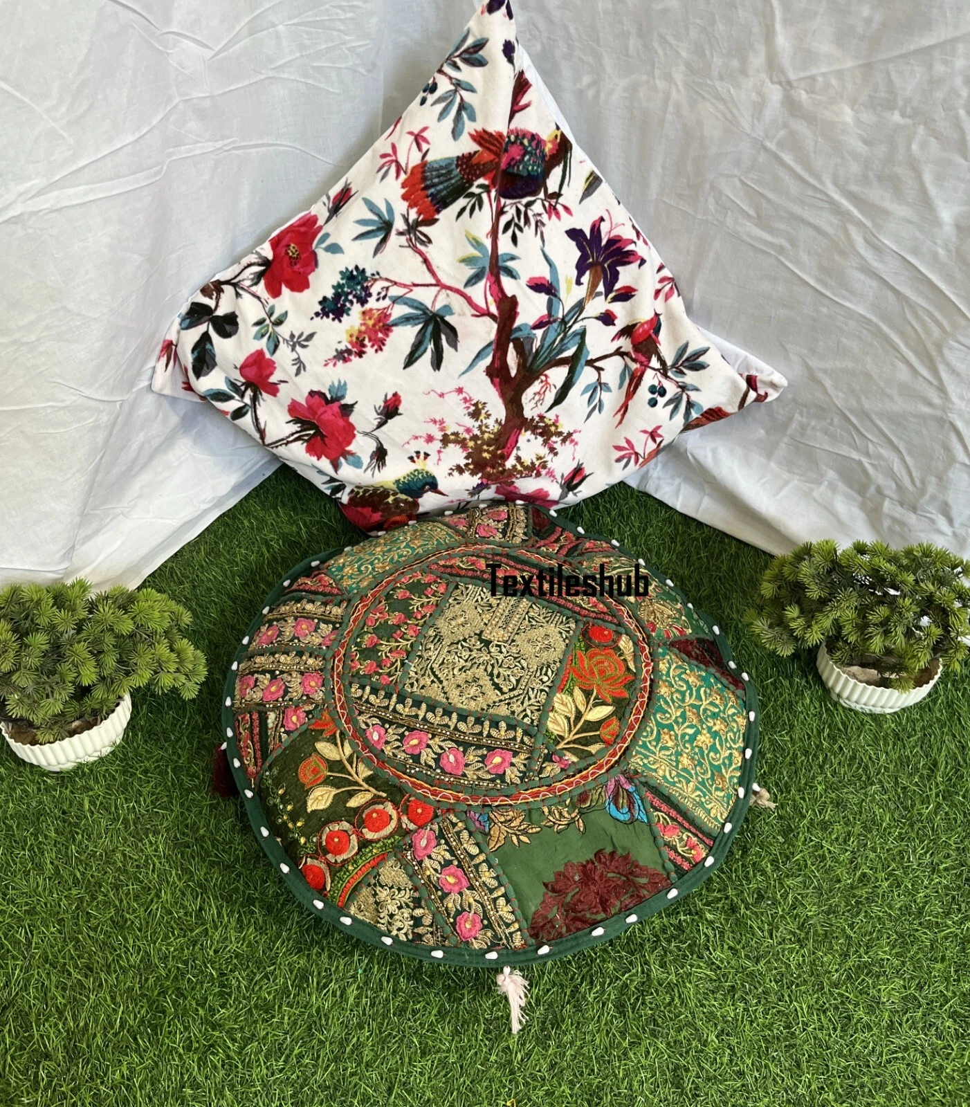 Indien Round Pillow Cushion Cover Floor Green Patchwork Throw Boho Décor Cover
Opens in a new window